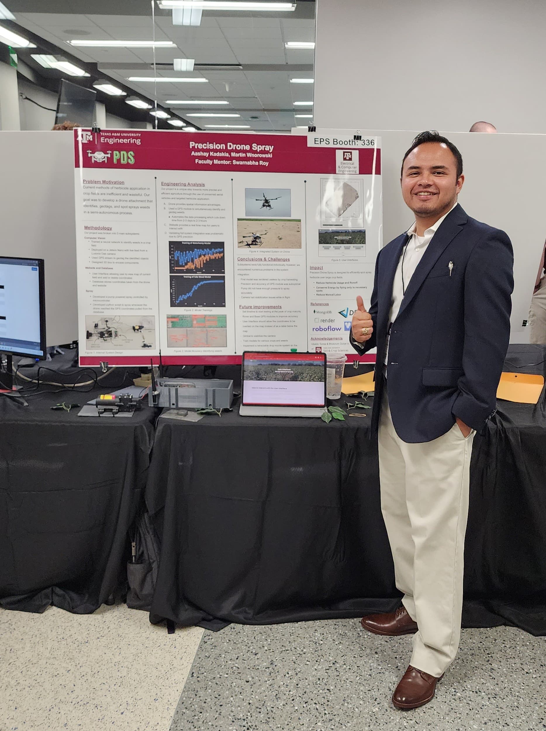 Capstone presentation in front of project tri-fold